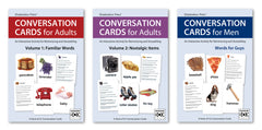 CONVERSATION CARDS – Three-Deck Set: Familiar Words, Nostalgic Items & Words for Guys