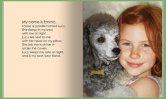 Little girl holding poodle 