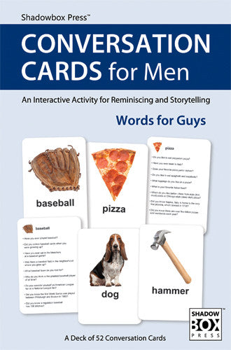Front of box – Conversation Cards, Words for Guys